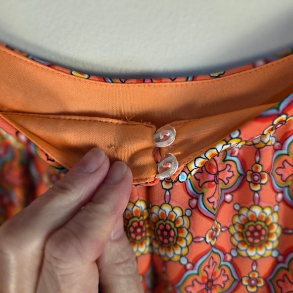 London Times Womens 20W Maxi Dress Orange Pink Paisley Medallion Sleeveless - Picture 5 of 10